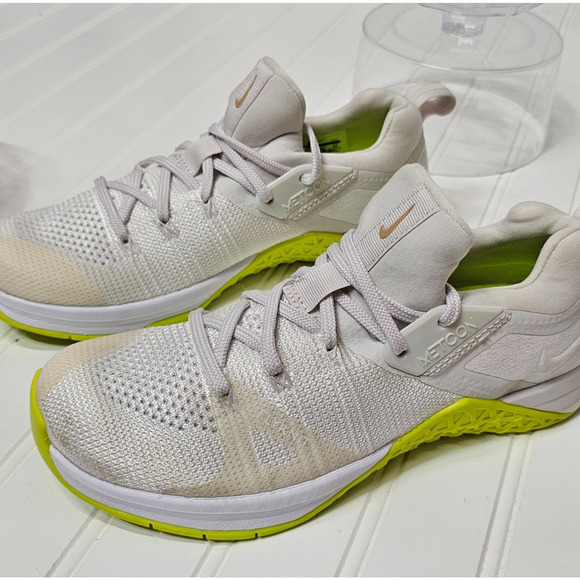 Nike Metcon Flyyknit Training Shoes White volt Womens Size 8 - Picture 1 of 7